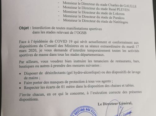 Sport/ Covid19 : Les manifestations sportives interdites dans les stades du Bénin
