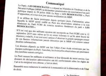 Politique / Supposée notification du ministère de l’intérieur au parti Les Démocrates : Éric Houndété cloue le bec aux mauvaises langues.