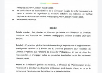 Bénin/Memp : Pour fraude, le gouvernement annule le résultat du concours à la fonction du Cafcp 2020.
