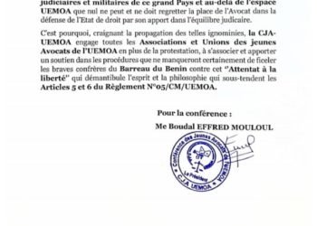 Détention arbitraire d’un avocat au Bénin : La CJA – UEMOA qualifie l’acte d’attentat à la liberté et s’indigne.
