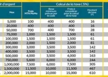 Bénin : Une Taxe de 5% désormais appliquée sur les frais de retrait MTN Momo. (Voici les nouveaux frais)